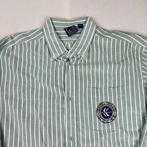 Karl Kani Jeans Mens Casual Striped Green Button Down Shirt XL Long Sleeve
